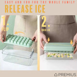PREMIUS 2 Tray Ice Cube Tray with Container and Scoop, Green-Clear from ShopBobbys