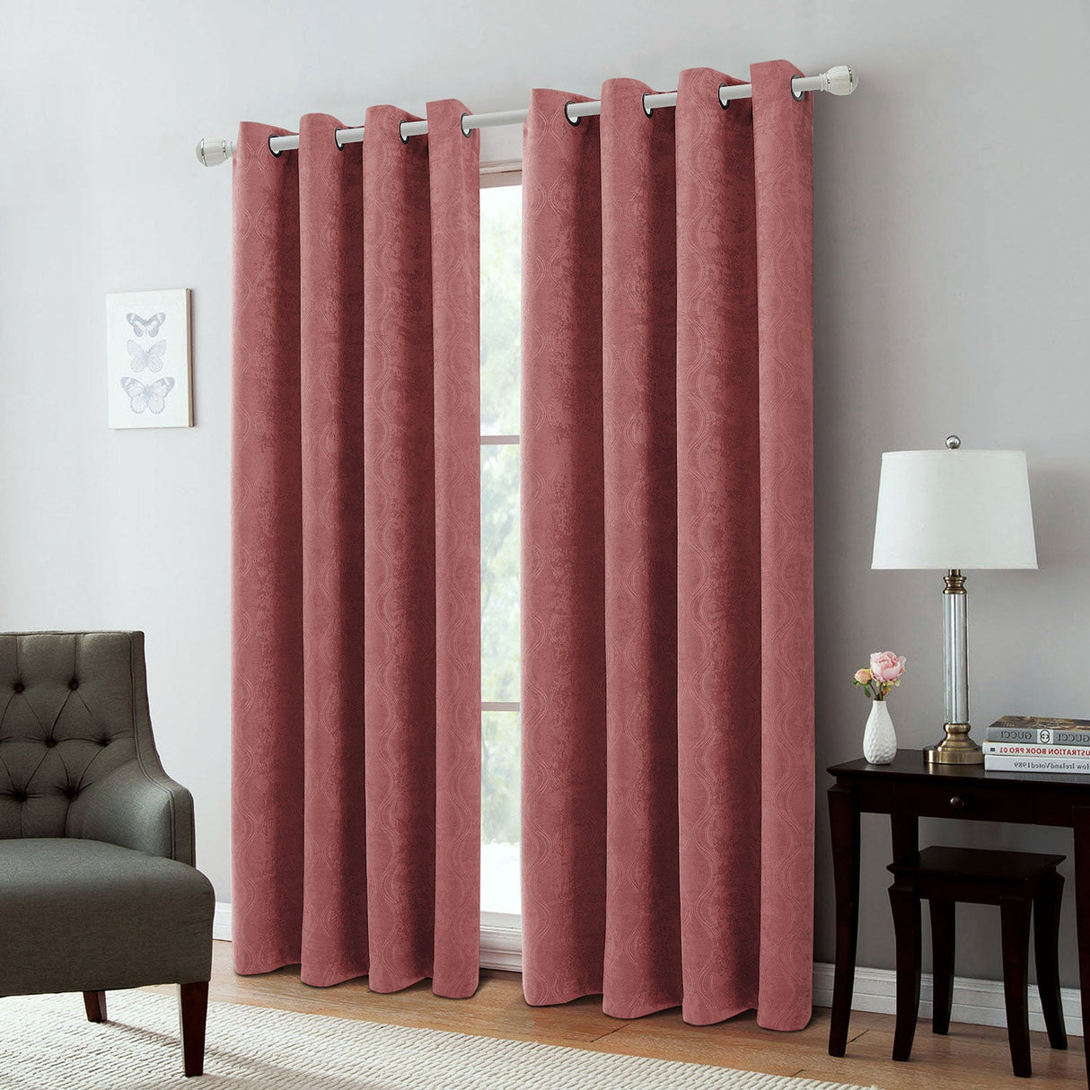 Andy Ogee Room Darkening Curtain Grommet Window Panel, 54x84 Inches from ShopBobbys