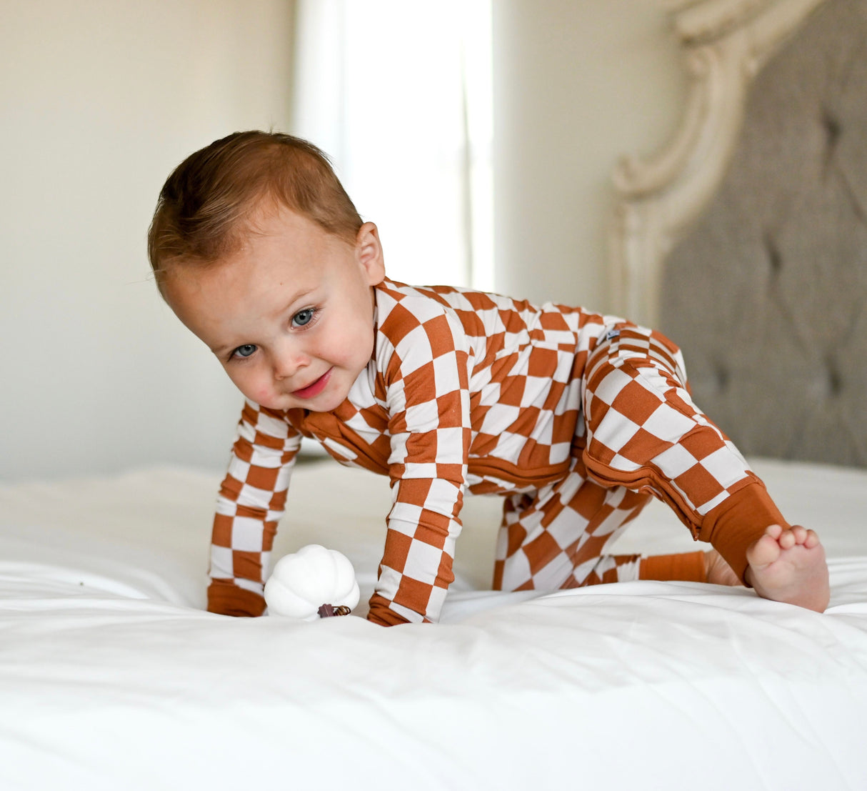 COPPER CHECKERS DREAM ROMPER from DREAM BIG LITTLE CO