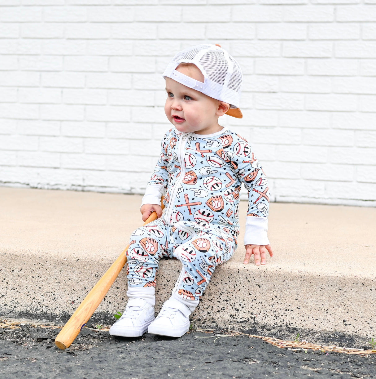 BASEBALL SMILEY DREAM ROMPER from DREAM BIG LITTLE CO
