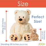 JOON Huge Teddy Bear With Ribbon, Cream from ShopBobbys