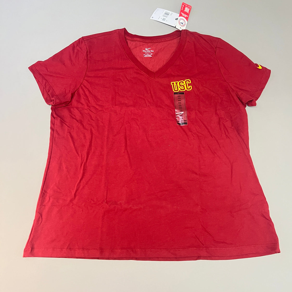 NIKE USC Trojans Logo Dri-Fit V-Neck T-Shirt Women's Sz XXL Cardinal Red DQ1708-613 (New) from PayWut