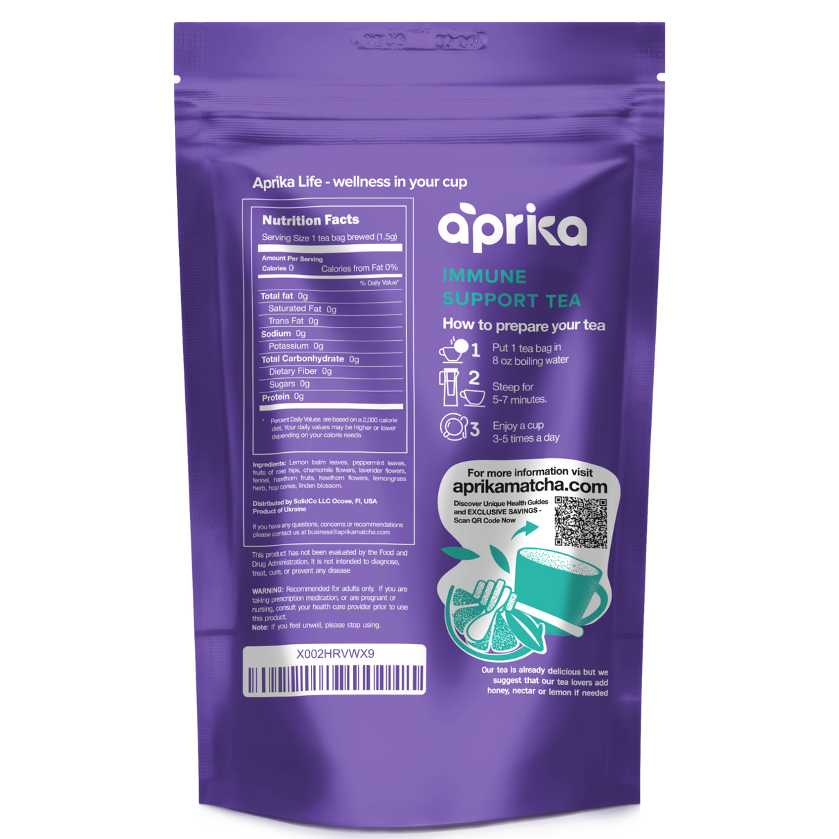 Immune System Support Herbal Tea, 60 Bags from Aprika Life