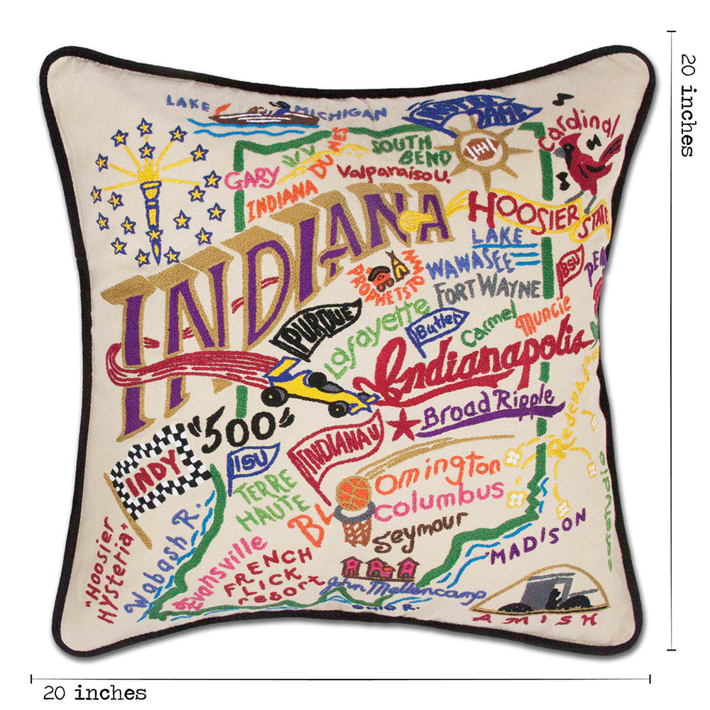 Indiana Hand-Embroidered Pillow from Quirks!