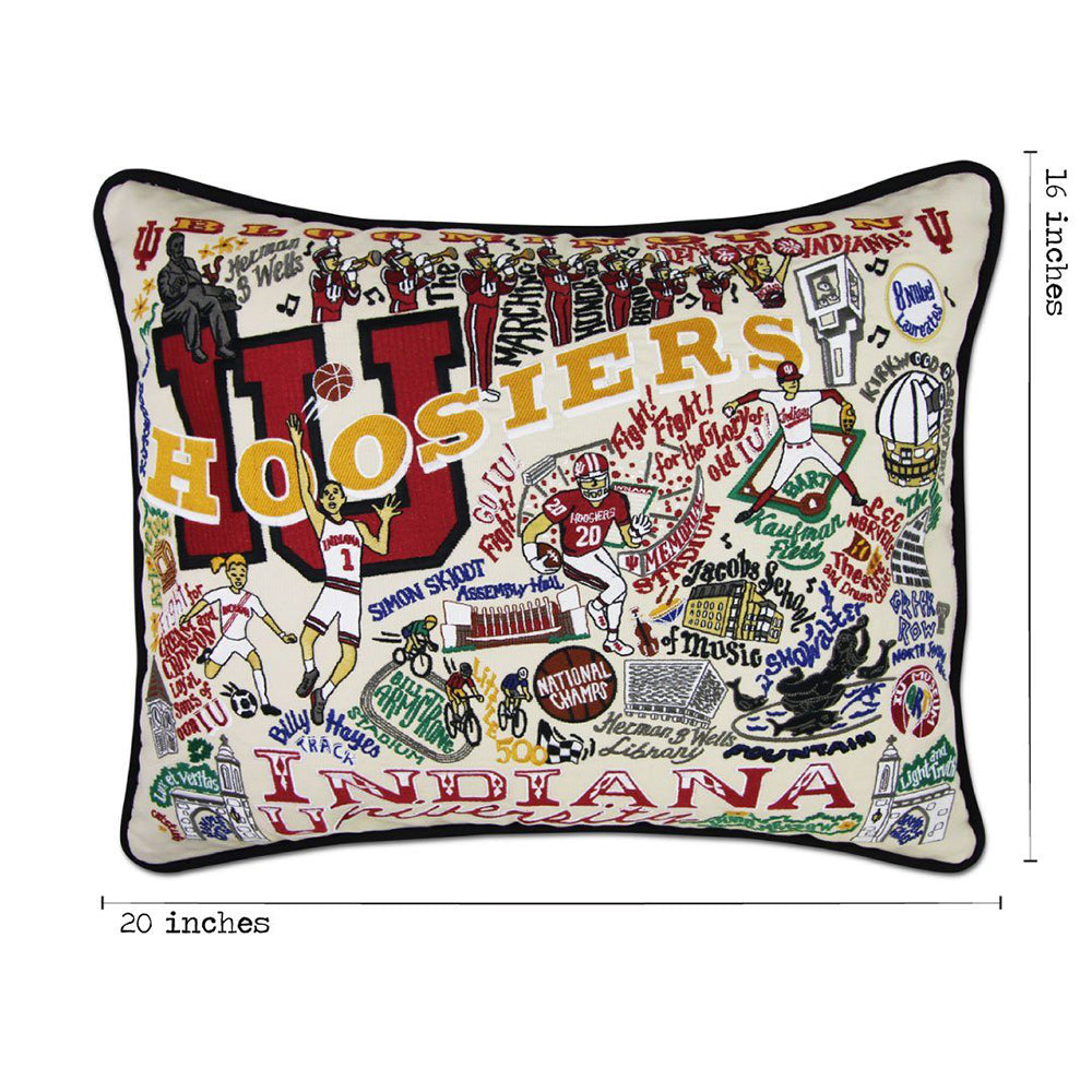 Indiana University Collegiate Hand-Embroidered Pillow from Quirks!