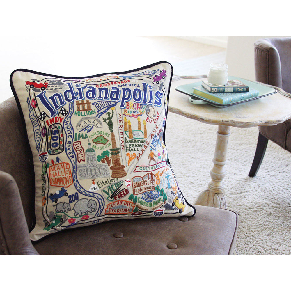 Indianapolis Hand-Embroidered Pillow from Quirks!