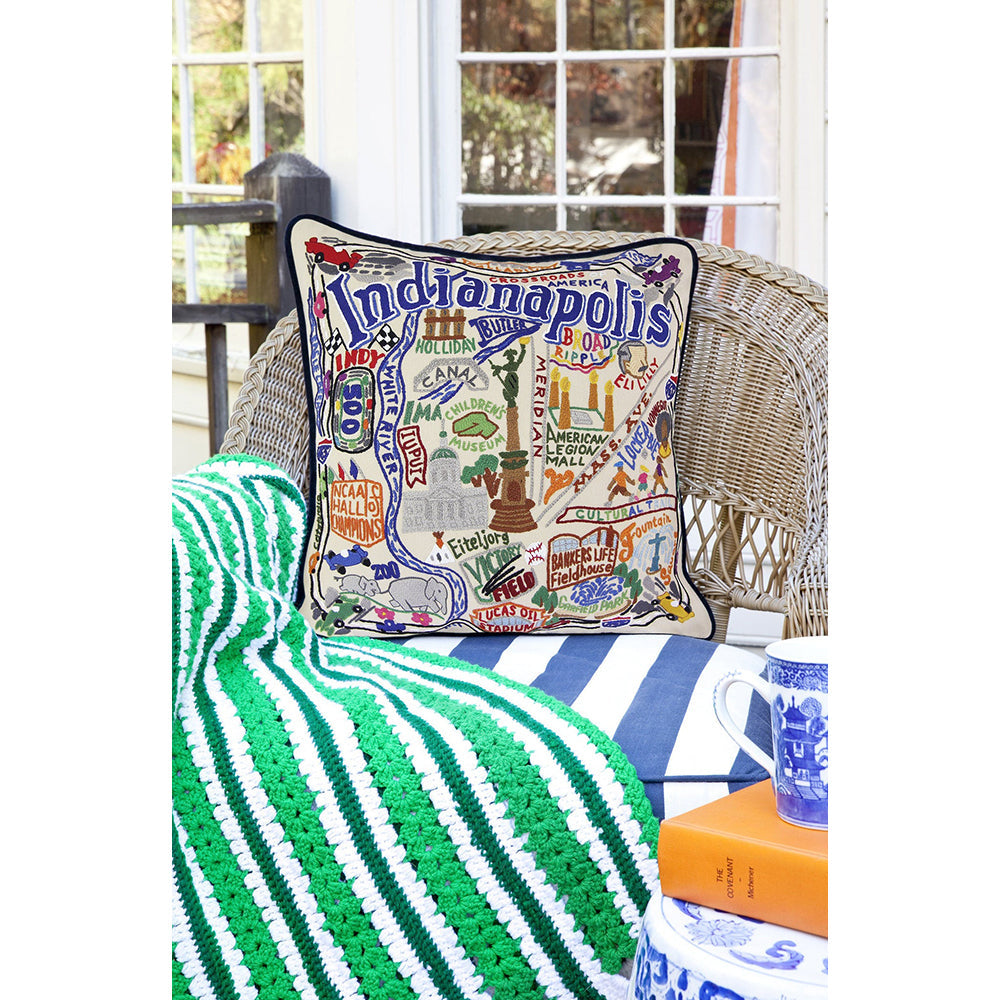Indianapolis Hand-Embroidered Pillow from Quirks!