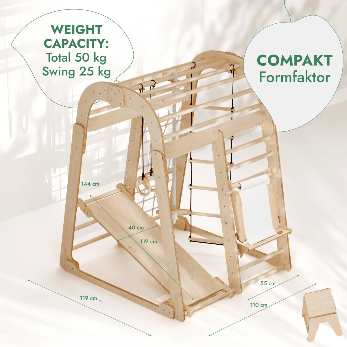 Indoor Playground for Children - 7in1 Playground + Swings Set + Slide Board + Art Set from Goodevas