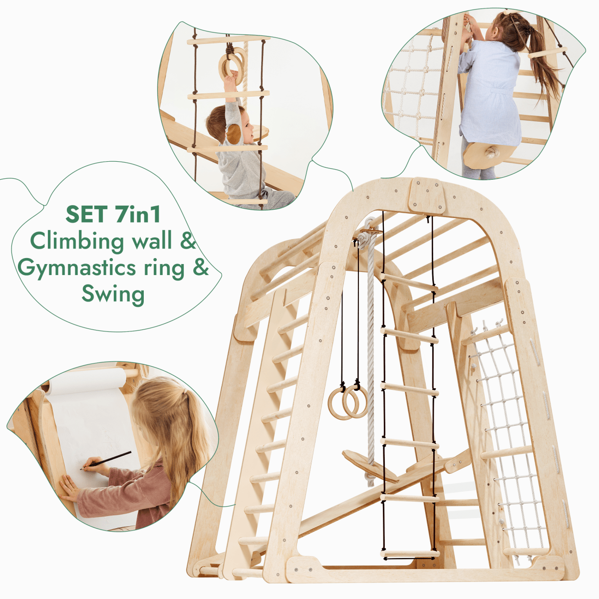 Indoor Playground for Children - 7in1 Playground + Swings Set + Slide Board + Art Set from Goodevas