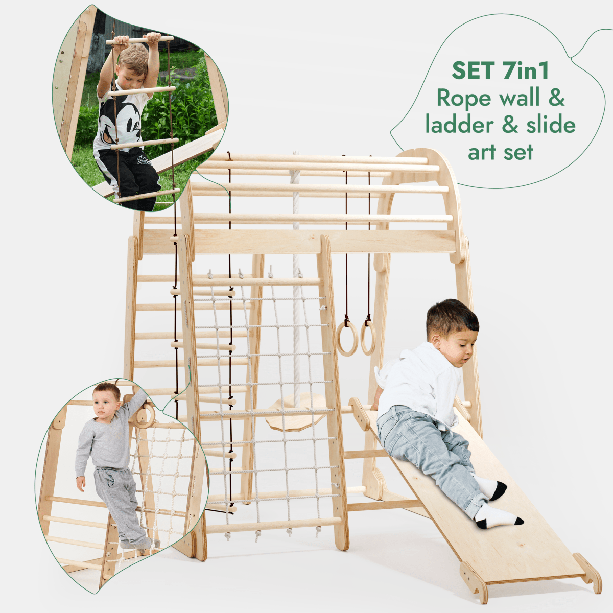 Indoor Playground for Children - 7in1 Playground + Swings Set + Slide Board + Art Set from Goodevas