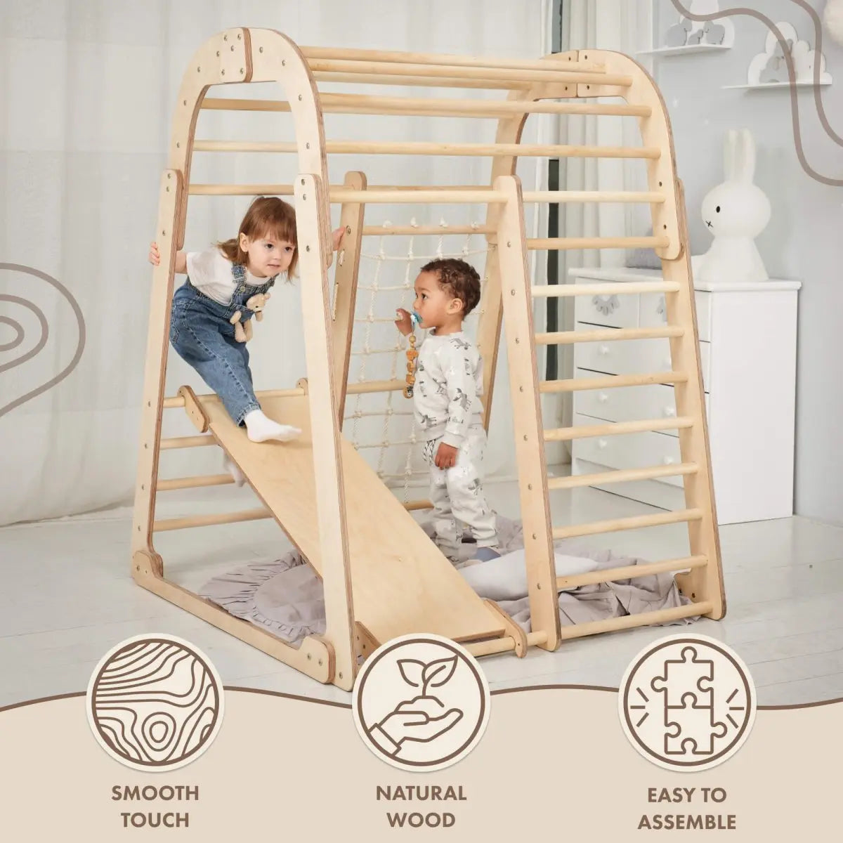 Indoor Wooden Playground for Children - 6in1 Playground + Swings Set + Slide Board from Goodevas