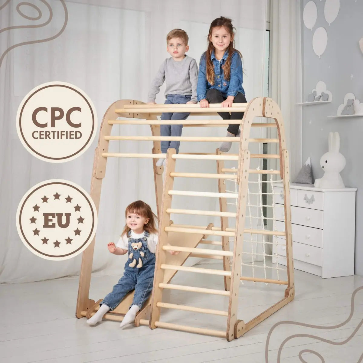 Indoor Wooden Playground for Children - 6in1 Playground + Swings Set + Slide Board from Goodevas