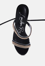 Indulgence Metal Chain Lace Up Chunky Sandals from London Rag International