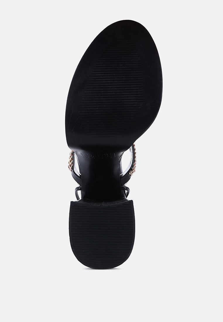 Indulgence Metal Chain Lace Up Chunky Sandals from London Rag International
