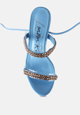 Indulgence Metal Chain Lace Up Chunky Sandals from London Rag International