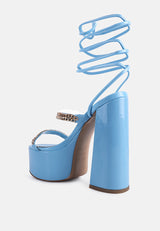 Indulgence Metal Chain Lace Up Chunky Sandals from London Rag International