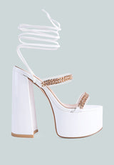 Indulgence Metal Chain Lace Up Chunky Sandals from London Rag International