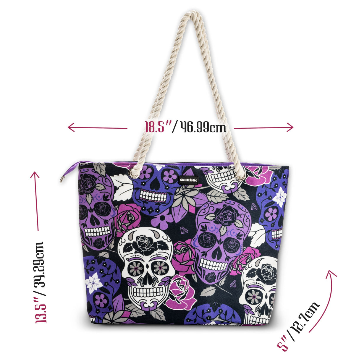 Sugar Skull Purple Shoulder Beach Bag From Zapps Clothing