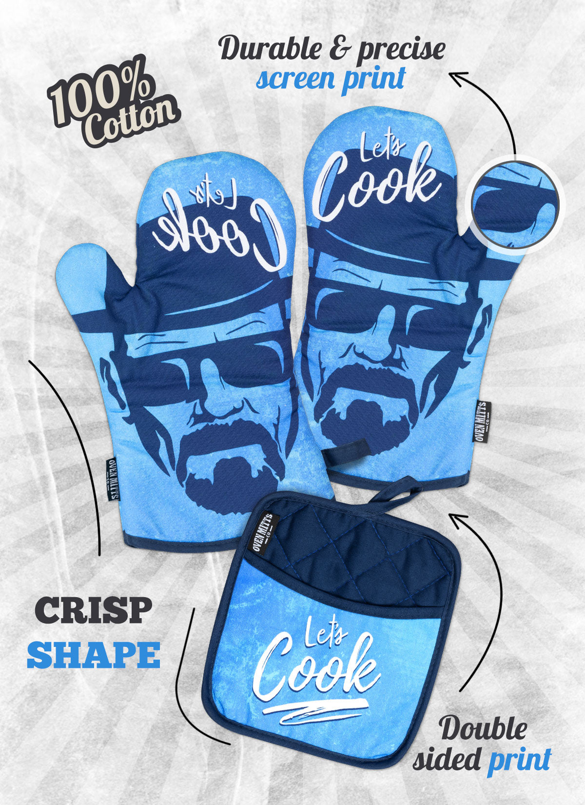 Let's Cook Oven Mitts And Potholder Set From Zapps Clothing