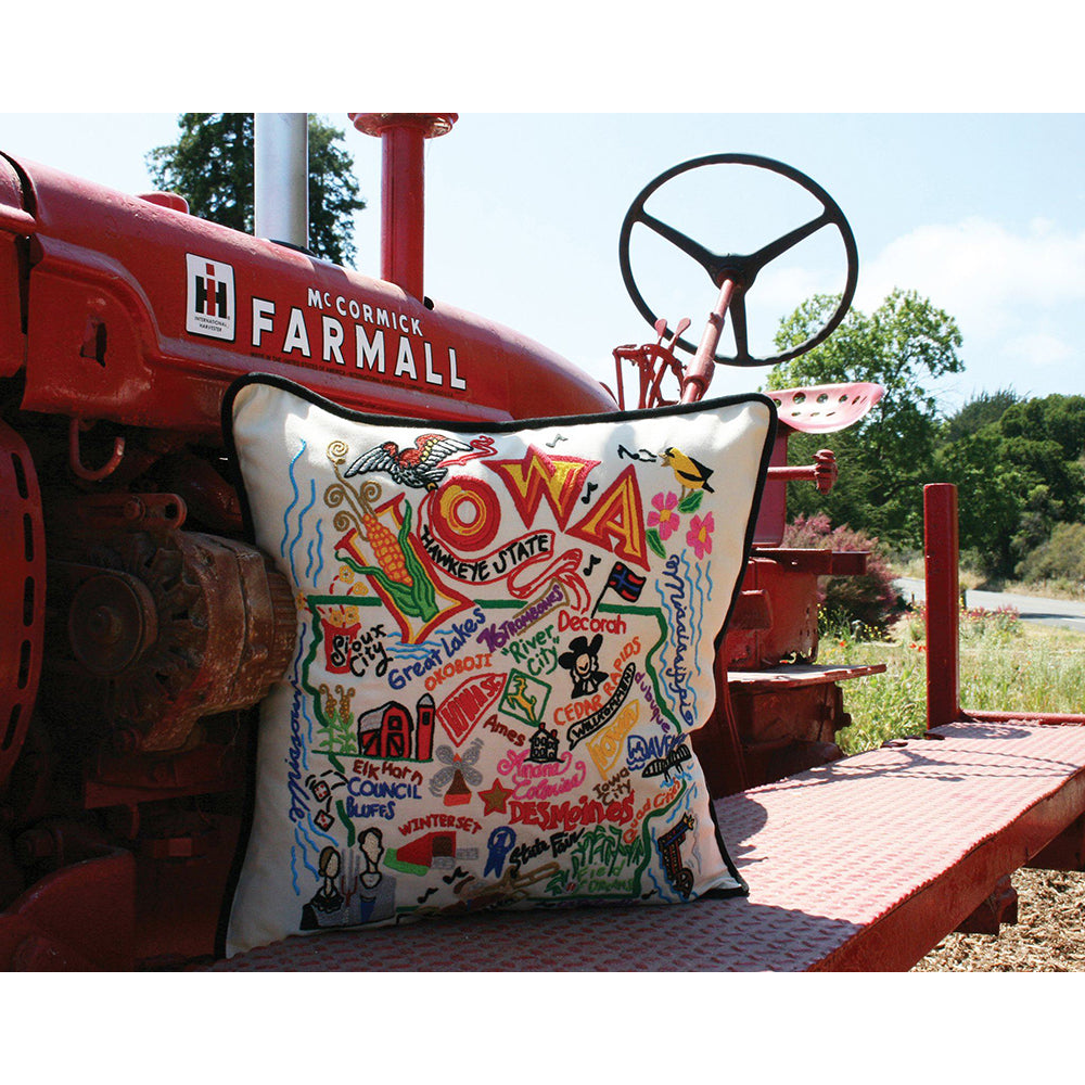Iowa Hand-Embroidered Pillow from Quirks!