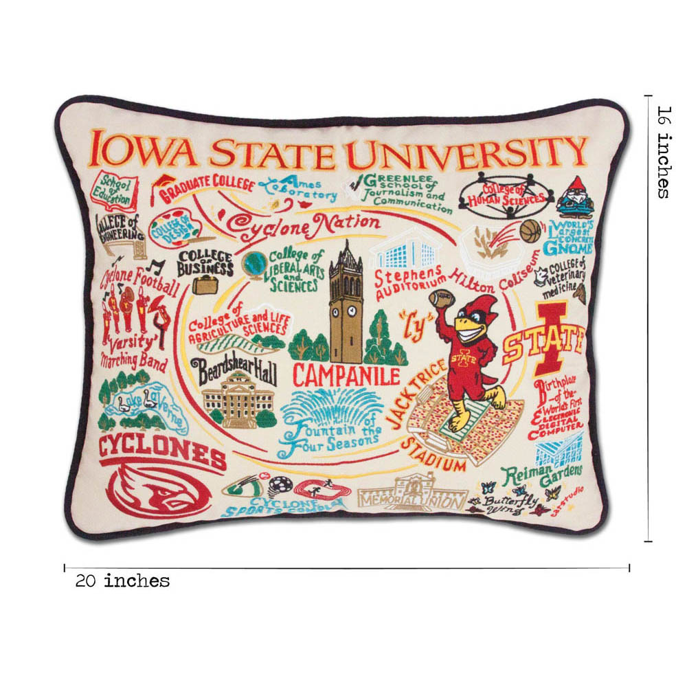 Iowa State University Collegiate Embroidered Pillow by CatStudio from Quirks!