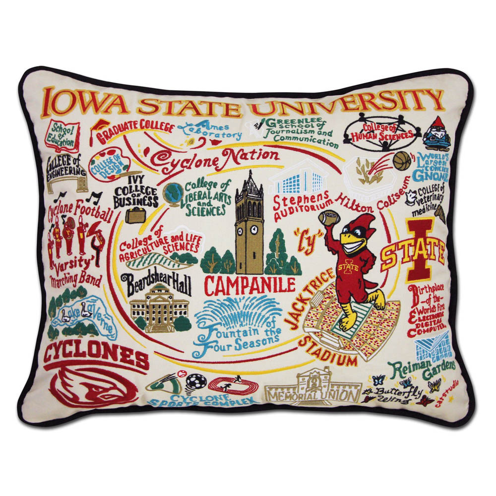Iowa State University Collegiate Embroidered Pillow by CatStudio from Quirks!