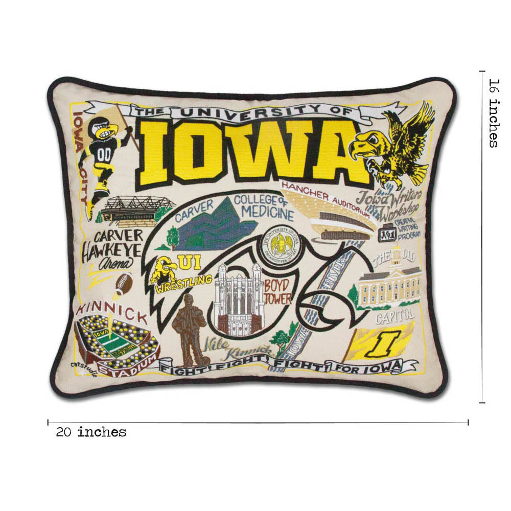 Iowa, University of Collegiate Embroidered Pillow by CatStudio from Quirks!