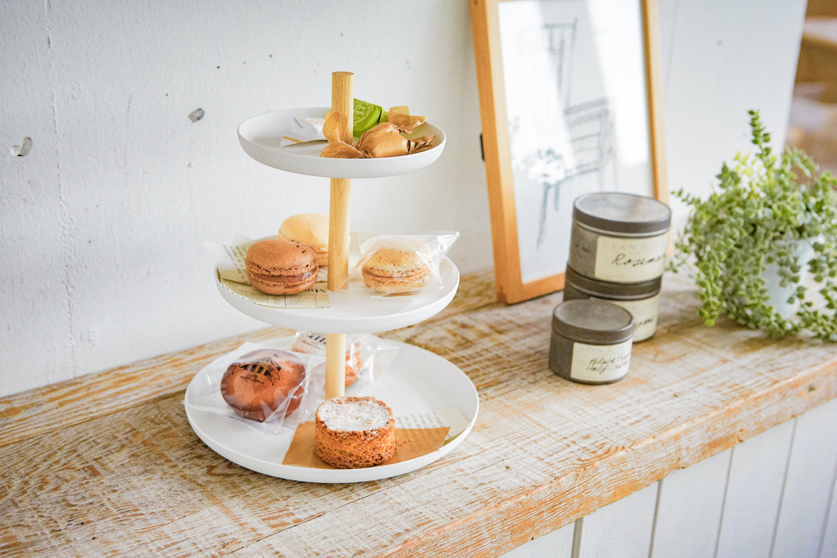 Serving Stand - Steel + Wood from Yamazaki Home