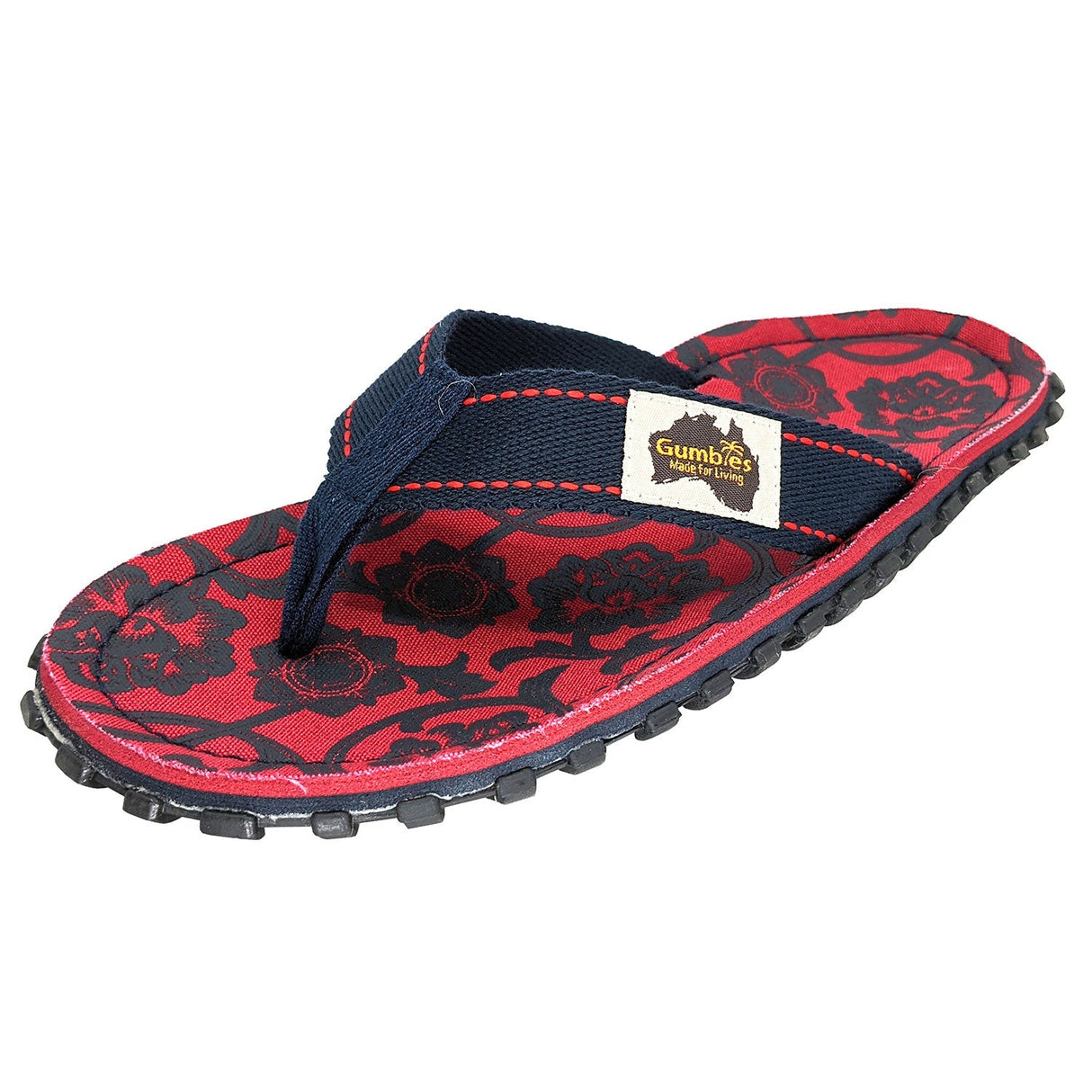 Islander Flip-Flops - Women's - Red & Blue Rose from Gumbies USA