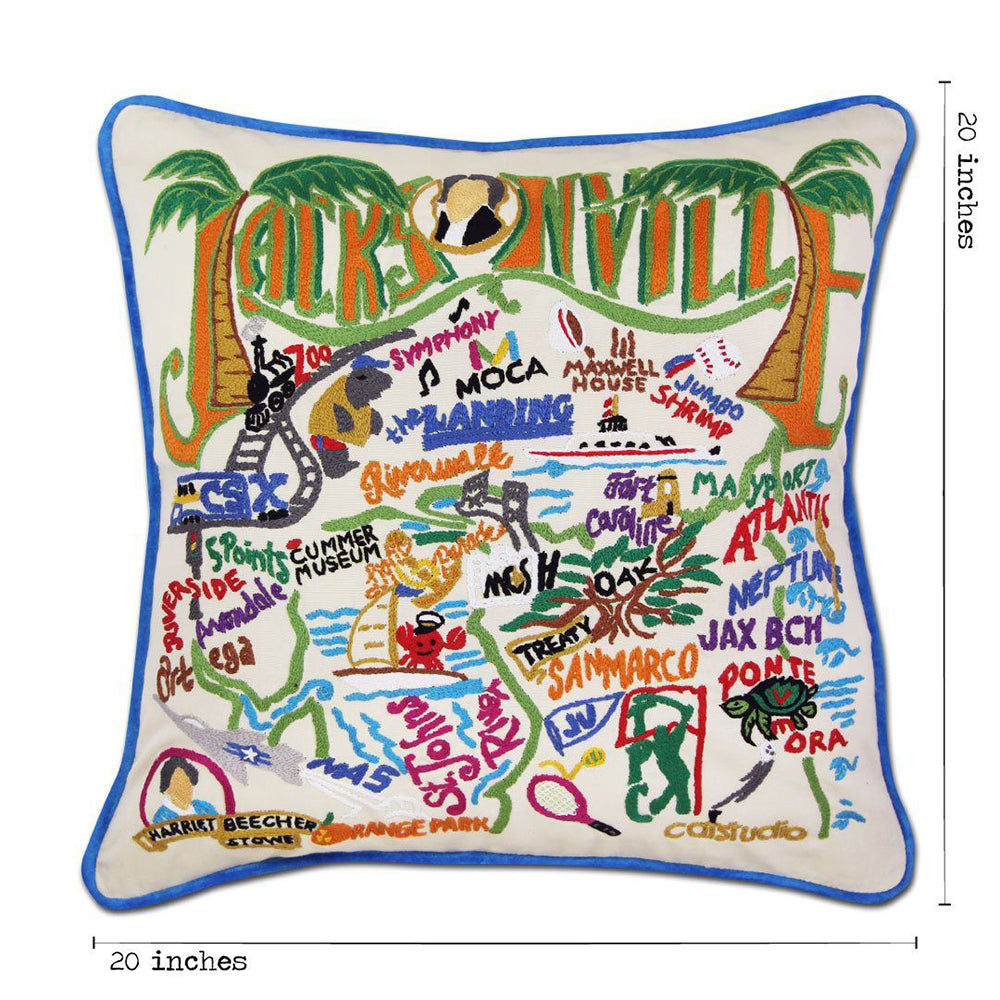 Jacksonville Hand-Embroidered Pillow from Quirks!