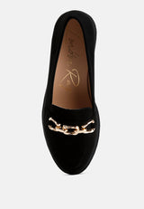Jacop Micro Suede Metal Chain Link Loafers from London Rag International