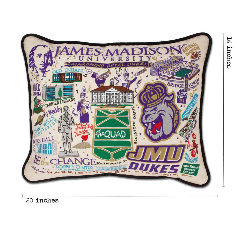 James Madison University Collegiate Embroidered Pillow by CatStudio from Quirks!