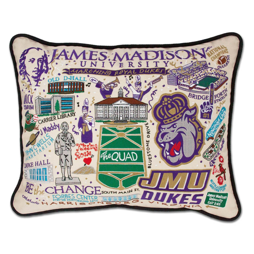 James Madison University Collegiate Embroidered Pillow by CatStudio from Quirks!