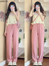 Chic Japanese Kawaii Flower Embroidery Knit Tank Top From Kawaii Stop