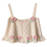 Chic Japanese Kawaii Flower Embroidery Knit Tank Top From Kawaii Stop
