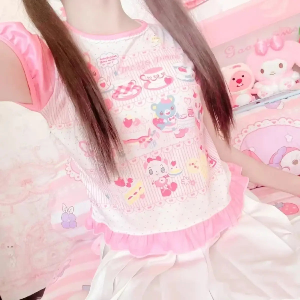 Cute Japanese Print T-Shirt – Colorful Kawaii Summer Top for Girls From Kawaii Stop