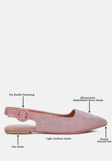 Jarisa Rhinestones Embellished Slingback Mules from London Rag International