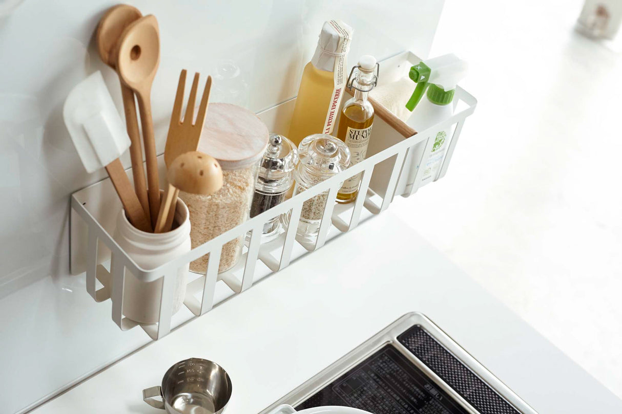 Magnetic Storage Basket - Steel + Wood from Yamazaki Home