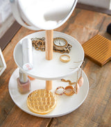 Two-Tier Jewelry Tray With Mirror - Steel + Wood from Yamazaki Home