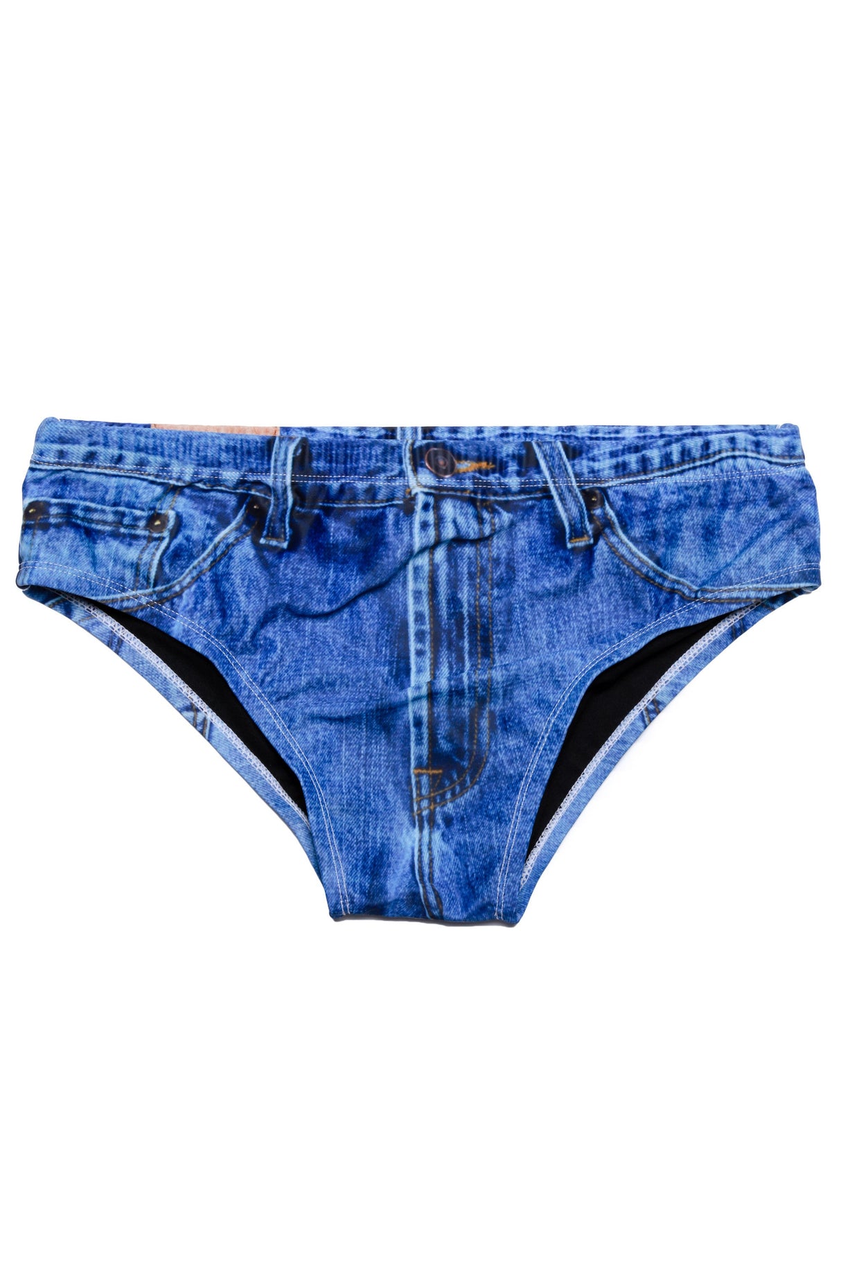 The Daytona Dong Sarong | Denim Print Swim Brief from Shinesty