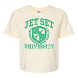 'Jet Set University' Boxy T-Shirt from United Monograms