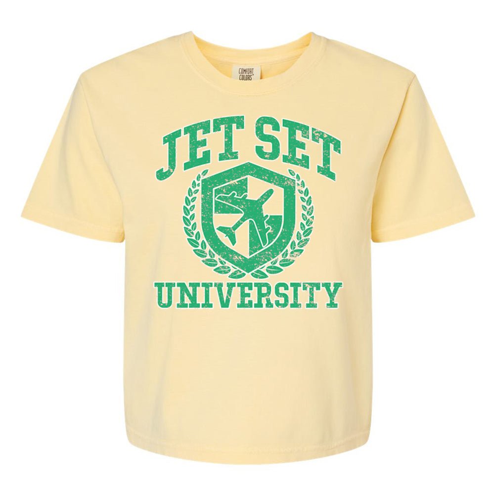 'Jet Set University' Boxy T-Shirt from United Monograms