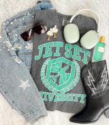 'Jet Set University' Boxy T-Shirt from United Monograms