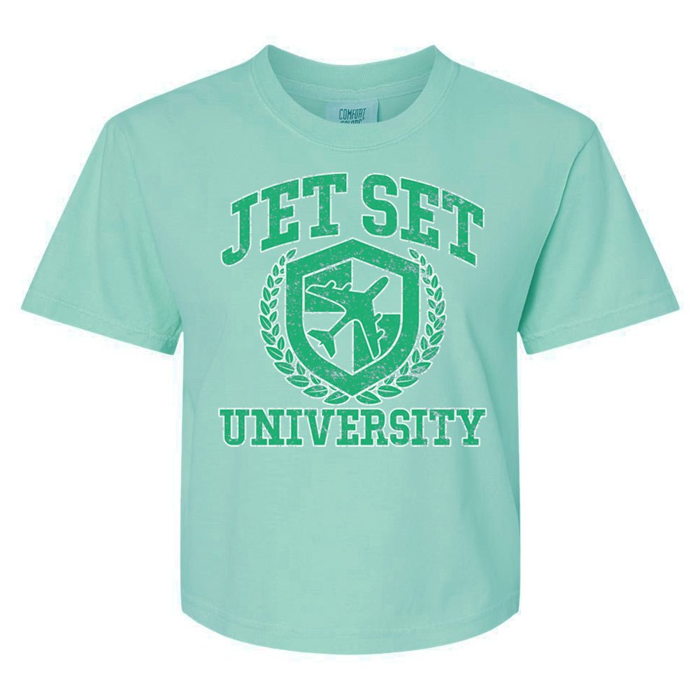 'Jet Set University' Boxy T-Shirt from United Monograms