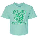'Jet Set University' Boxy T-Shirt from United Monograms