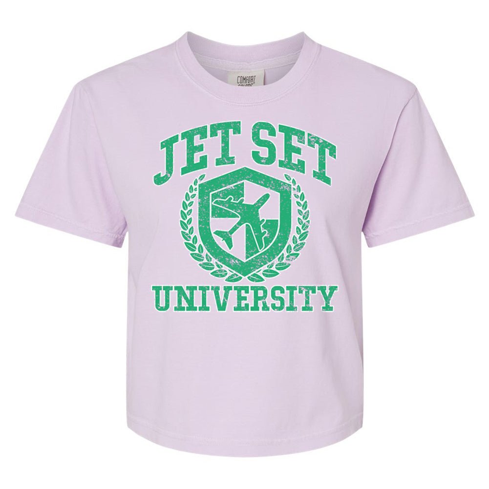 'Jet Set University' Boxy T-Shirt from United Monograms