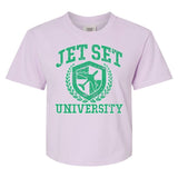 'Jet Set University' Boxy T-Shirt from United Monograms