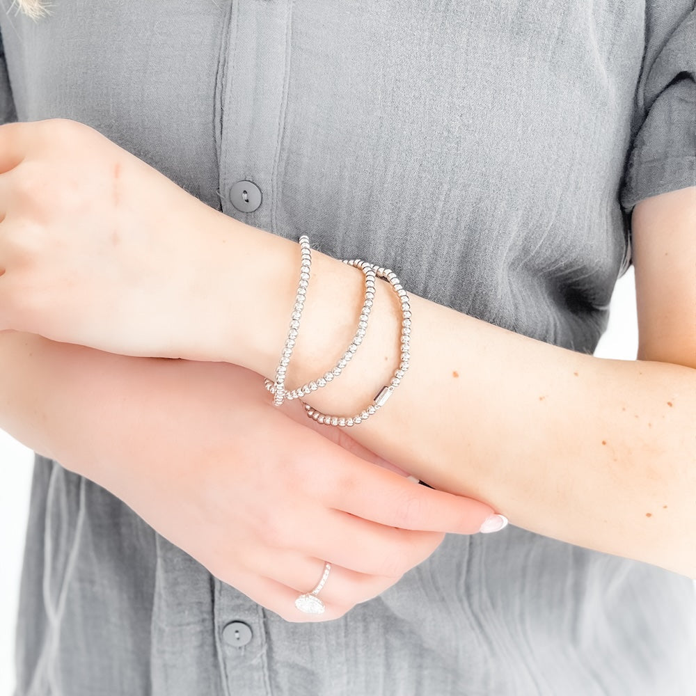 Metallic Glass Bead Stretch Bracelet from Pretty Simple