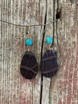 16606 American Alligator & Turq Earrings from J.Forks Designs