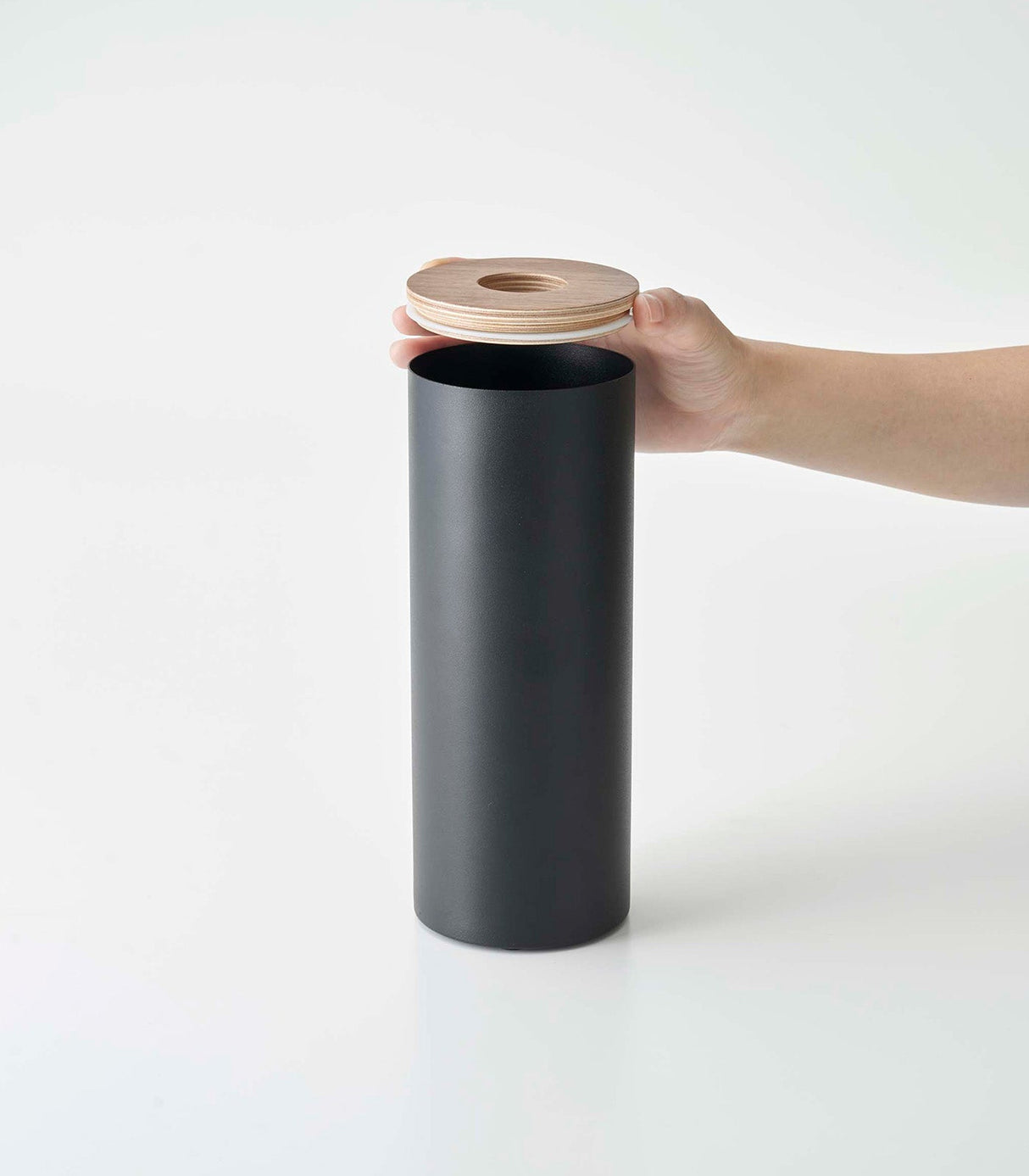 Round Tissue Case - Steel + Wood from Yamazaki Home